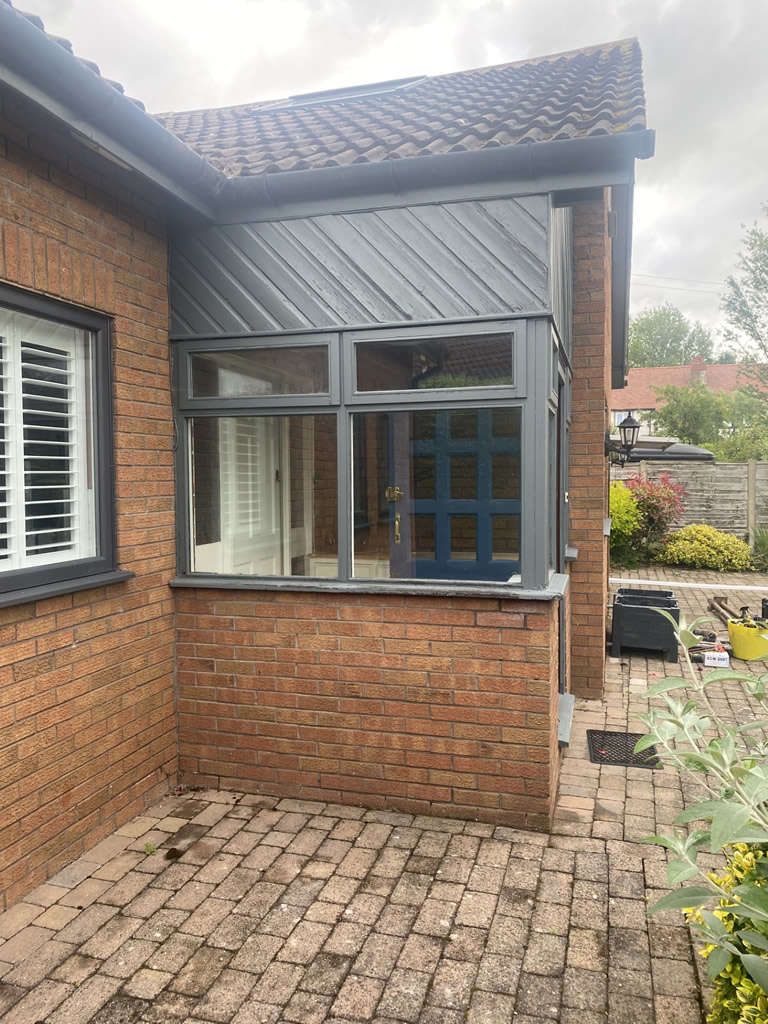 Anthracite Grey Double Glazing & UPVC Cladding Installation Neston 